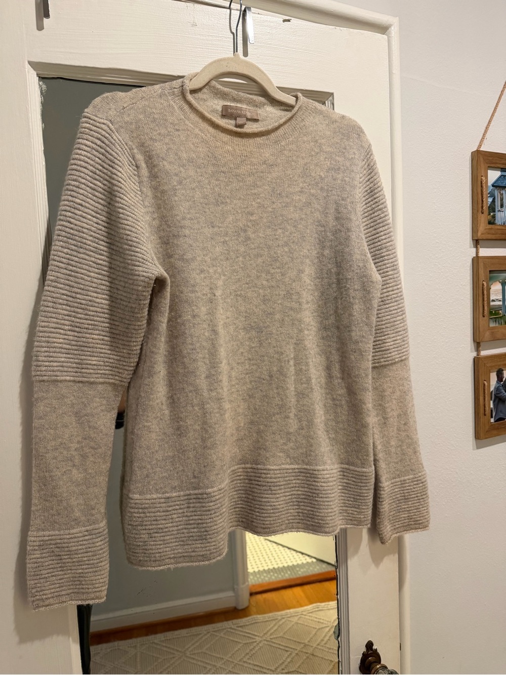 Cozy Neutral Ribbed-Sleeve Sweater - grey